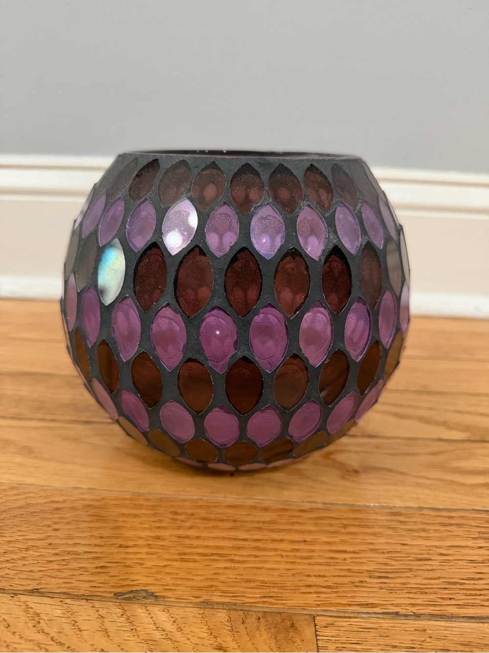 Purple Mosaic Glass Votive Candle Holder